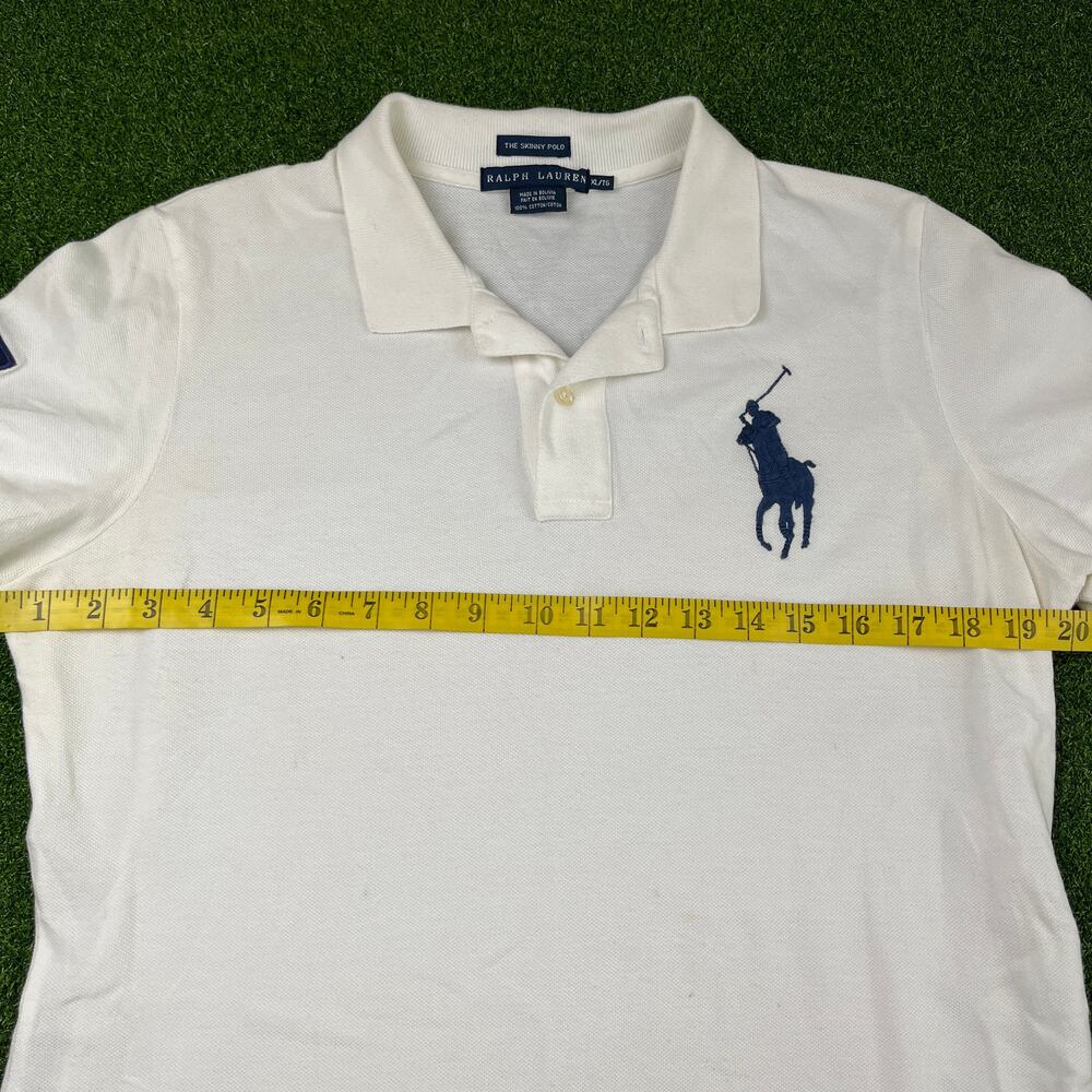 Vintage Polo Ralph Lauren White Big Pony The Skinny Polo Shirt Sz XL - Picture 5 of 7